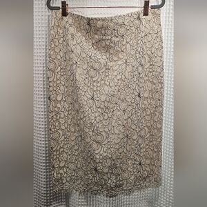 LOFT Cream Lace Overlay Skirt with Dark Outline